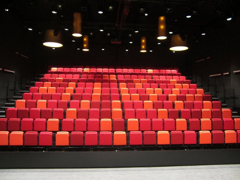 Theatre Klavier in Kaatsheuvel, the Netherlands. Retractable grandstand with manual operated seats.