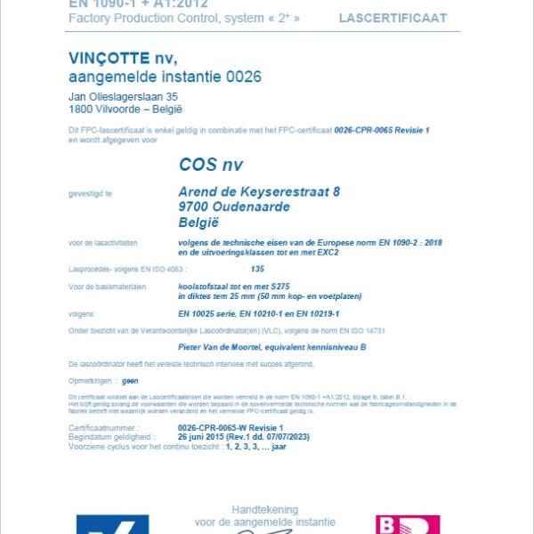 EN1090_welding_certificae_COS_nv_Oudenaarde